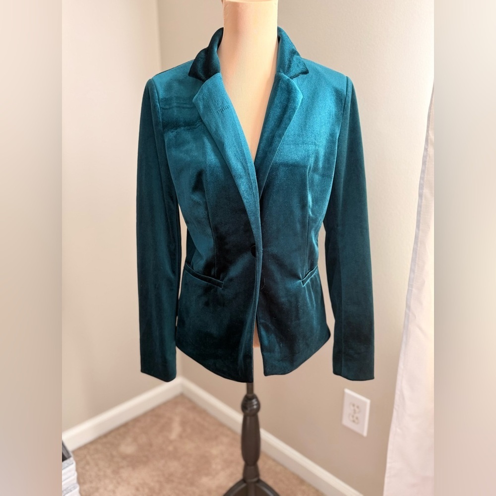 Shein Green Velvet Women's Blazer Jacket